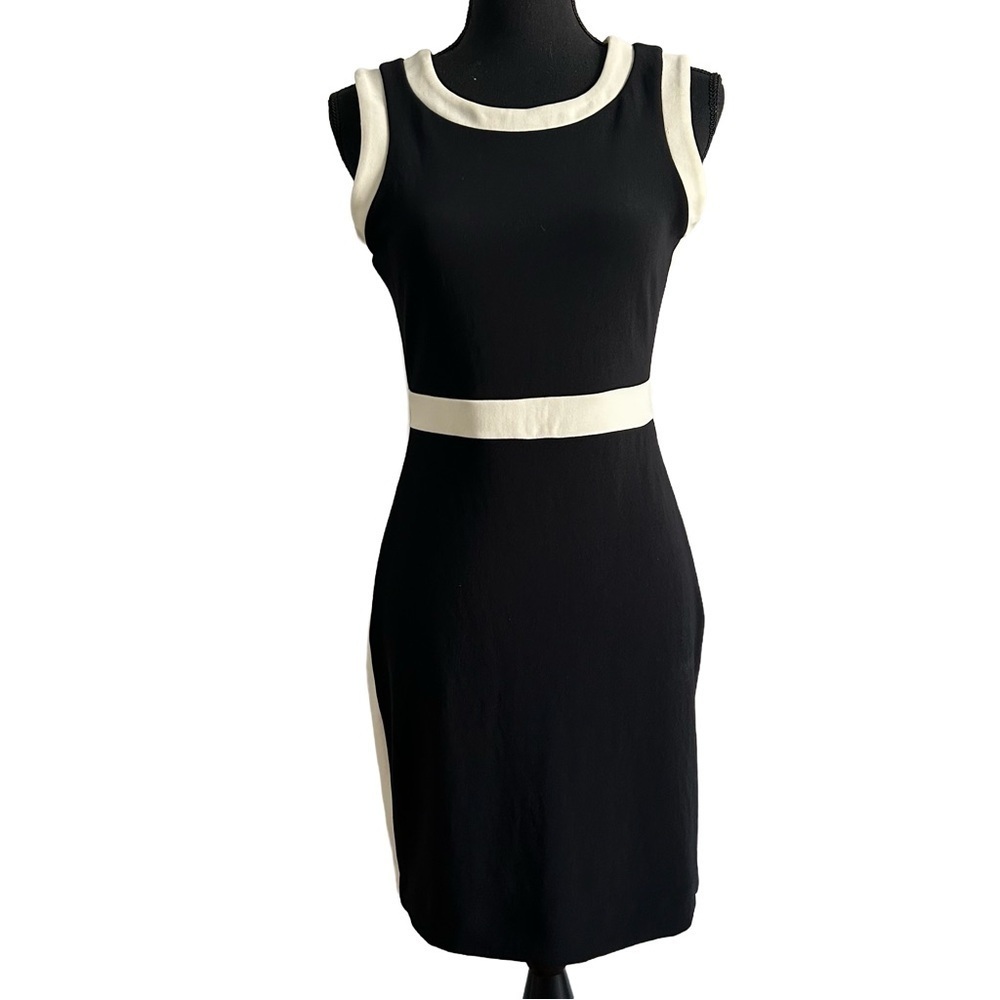 Boston Proper Elegant Black and White Sleeveless Dress. Size 8 (small)